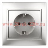 Розетка 2P+E Schuko 16А 250В IP20 Intro Plano, алюминий 1-202-03
