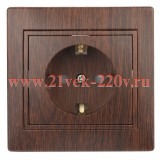 Розетка 2P+E Schuko со шторками 16А 250В IP20 Intro Plano, венге 1-206-10