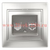 Розетка телефонная RJ11 IP20 Intro Plano, алюминий 1-302-03