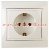 Розетка 2P+E Schuko со шторками 16А 250В IP20 Intro Plano, слоновая кость 1-206-02 (бежевый)