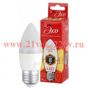 Лампа светодиодная ECO LED B35-8W-827-E27 ЭРА Б0030020