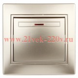 Выключатель с подсветкой 10А 250В IP20 Intro Plano, шампань 1-102-04