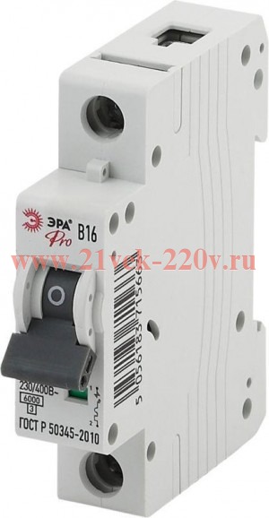 Выключатель автоматический модульный 1п B 16А ВА47-63 Pro NO-901-60 ЭРА Б0031832