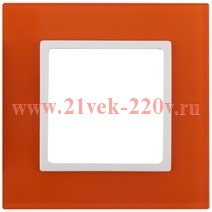 Рамка на 1 пост стекло Эра Elegance оранжевый+белый 14-5101-22