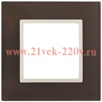 Рамка 1-м 14-5101-31 стекло Elegance мокко+сл. кость ЭРА Б0034485