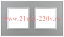 Рамка на 2 поста стекло Эра Elegance алюминий+алюминий 14-5102-03