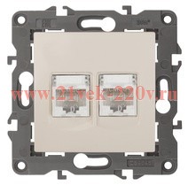 Розетка 2хRJ45 кат.5е IP20 Эра Elegance слоновая кость 14-3108-02 (бежевый)