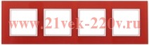 Рамка на 4 поста стекло Эра Elegance красный+белый 14-5104-23