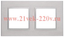 Рамка на 2 поста металл Эра Elegance алюминий+алюминий 14-5202-03