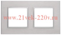 Рамка на 2 поста металл Эра Elegance алюминий+алюминий 14-5202-03