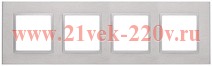 Рамка на 4 поста металл Эра Elegance алюминий+алюминий 14-5204-03