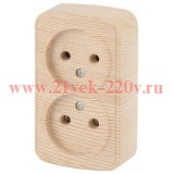 Розетка 2x2P накладная 16А-250В IP20 Polo Intro, сосна 3-203-11 (5056183753917)