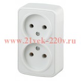 Розетка 2x2P накладная 16А-250В IP20 Polo Intro, белый 3-203-01 (5056183753887)