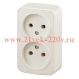 Розетка 2x2P накладная 16А-250В IP20 Polo Intro, слоновая кость 3-203-02 (5056183753894) (бежевый)