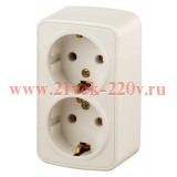 Розетка 2x2P+E Schuko накладная 16А-250В IP20 Polo Intro, слоновая кость 3-204-02 (5056183753931) (бежевый)