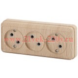 Розетка 3х2P 16А-250В IP20 ОУ Intro Quadro, сосна 2-205-11 (5056183753078)