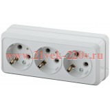 Розетка 3х2P+E 16А-250В IP20 ОУ Intro Quadro, белый 2-206-01 (5056183753085)