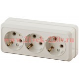 Розетка 3х2P+E 16А-250В IP20 ОУ Intro Quadro, сл.кость 2-206-02 (5056183753092)