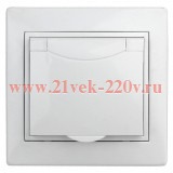 Intro 1А-207-01 Розетка 2P+E Schuko с крышкой штор., 16А-250В, СУ, Al+Cu, Plano, белый (10/100/2500)