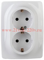 Розетка 2-м СП Эра12 12-2006-01 16А IP20 250В 2х2P+E Schuko без лапок бел. Эра Б0038808