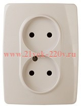 Розетка 2-м СП Эра12 12-2007-02 16А IP20 250В 2х2P без лапок сл. кость Эра Б0038811