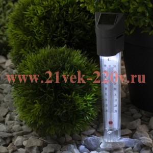 Светильник-градусник садовый ERATR024-02 33см солнечная батарея сталь пластик сер. ЭРА Б0038503