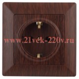 Розетка 2Р+Е Schuko 16А-250В Intro Solo, венге 4-202-10