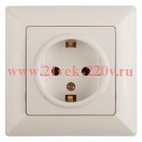 Розетка 2Р+Е Schuko 16А-250В Intro Solo, слоновая кость 4-202-02 (бежевый)