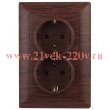 Розетка 2х2Р+Е Schuko 16А-250В Intro Solo, венге 4-205-10