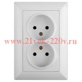 Розетка 2х2Р 16А-250В Intro Solo, белый 4-204-01