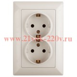 Розетка 2х2Р+Е Schuko 16А-250В Intro Solo, слоновая кость 4-205-02 (бежевый)