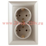 Розетка 2х2Р+Е Schuko 16А-250В Intro Solo, шампань 4-205-04