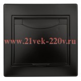 Розетка 2P+E Schuko с крышкой 16А 250В IP20 Intro Plano, антрацит 1-203-05