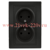 Розетка 2х2P 16А 250В IP20 Intro Plano, антрацит 1-204-05