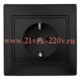 Розетка 2P+E Schuko 16А 250В IP20 Intro Plano, антрацит 1-202-05