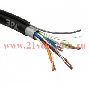 ЭРА F-4-PE-T Кабель витая пара F/UTP Cat5e 4x2x24 AWG CU PE + ТРОС OUTDOOR 305 м