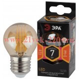 ЭРА F-LED P45-7W-827-E27 gold (филамент, шар золот, 7Вт, тепл, E27)