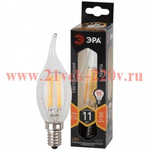 ЭРА F-LED BXS-11W-827-E14 (филамент, свеча на ветру, 11Вт, тепл, E14)