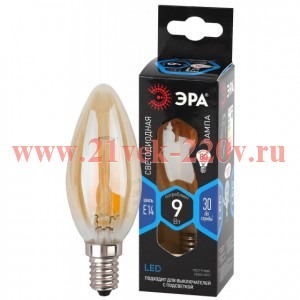 ЭРА F-LED B35-9W-840-E14 gold (филамент, свеча золот, 9Вт, нетр, E14)