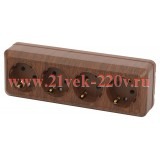 Intro РозеткаQuadro 2-208-10 четырехместная с заземлением 4х2P+E, 16А-250В, IP20, открытой установки