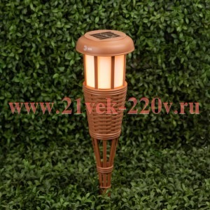 ЭРА Светильник уличный ERASF22-35 на солнечной батарее садовый Факел бамбук