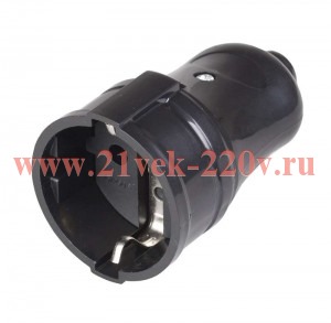 РПп10-02-Ст Розетка разборная прямая с з/к 16А черная