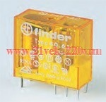 Миниатюрное PCB-реле Finder выводы 5мм, 2 контакта, 8A AC (50/60Гц) 230В AgNi