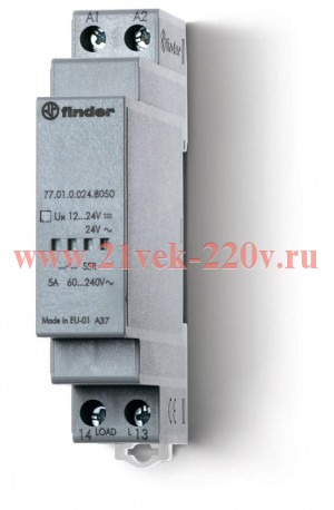 Реле модульное твердотельное выход 15А 24В DC 6...24В DC 17.5мм IP20 FINDER 770190249024