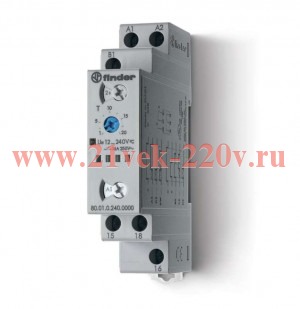 Модульный многофункциональный таймер 16A 1НО 12-240В AC/DC на DIN-рейку (80.01.0.240.0000)