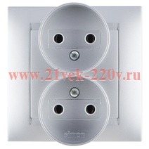 Simon 15 Алюминий Розетка 2-ая б/з литая, 16А, 250В, винт.зажим