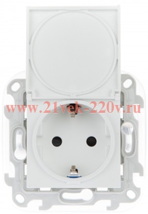 Розетка 2К+З Schuko IP44 Simon 24 Harmonie, белый