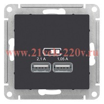 Зарядка USB 5В, 1 порт x 2,1 А, 2 порта х 1,05 А SE AtlasDesign, карбон