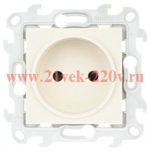 Розетка 2К с защитными шторок Simon 24 Harmonie, слоновая кость (бежевый)