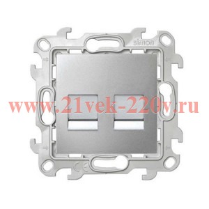 Розетка компьютерная 2хRJ45 кат 5е UTP Simon 24 Harmonie, алюминий